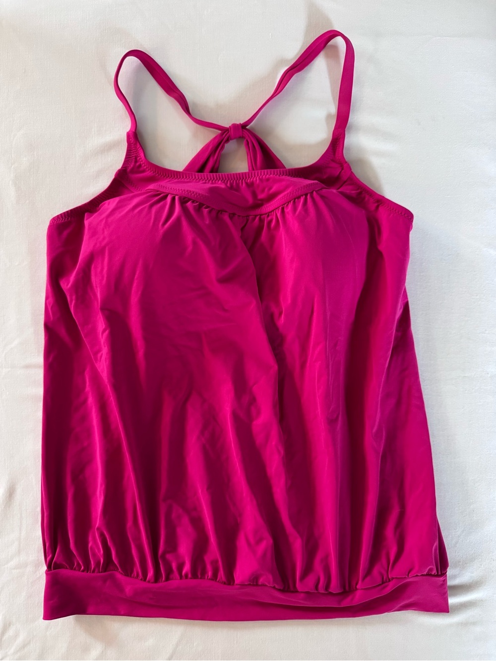 Lands’ End Blouson Swim Tankini Top, Magenta, Size 10
